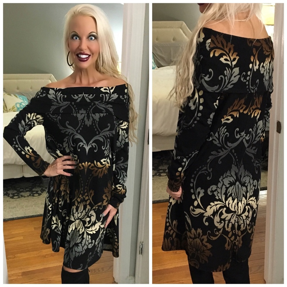 Off Shoulder Beautifully Patterned Tunic Dress! - image 1